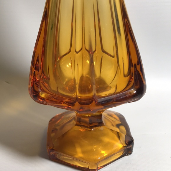 Vintage MCM Viking Glass Amber Swung Vase in Epic Column - Picture 3 of 7